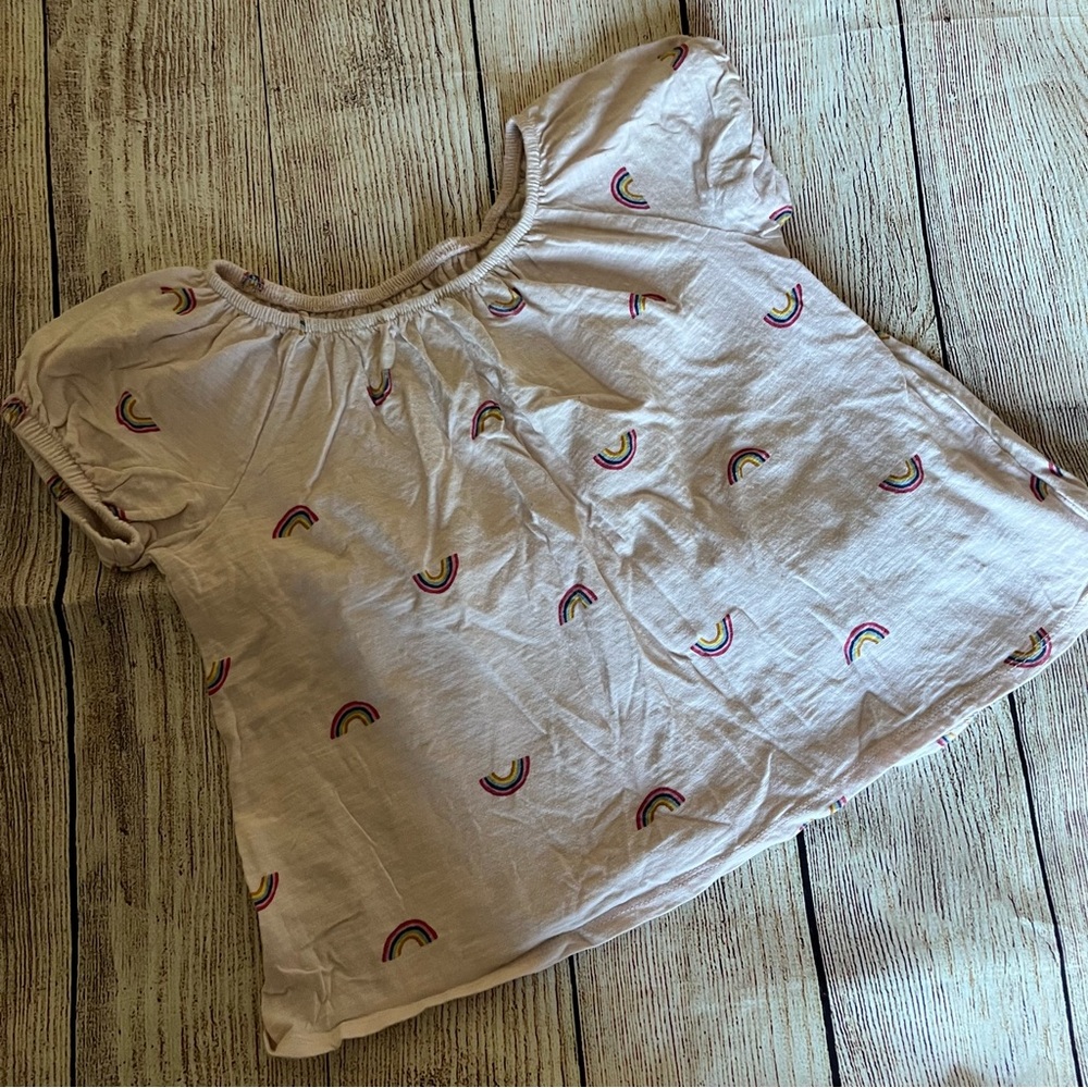 Girls Old Navy Pink and Rainbow Peasant Top size Small
